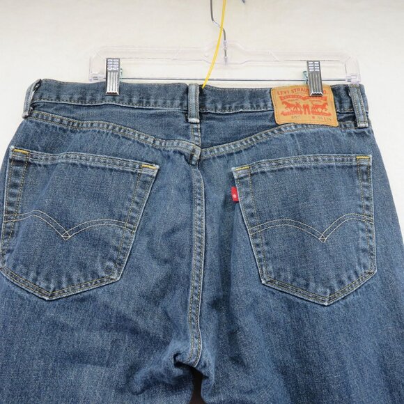 Levis 505 Jeans Mens Size 34 x 34 Medium Wash  Blue Denim Straight Leg - Picture 7 of 9